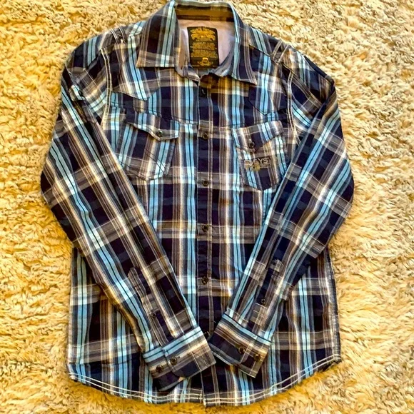 PRIVATE MEMBER 100% cotton PLAID BUTTON DOWN - Picture 3 of 8